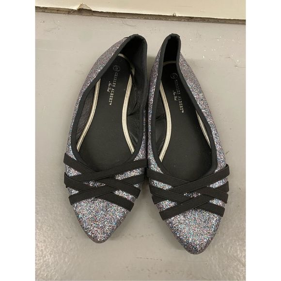Charles Albert New York Black and Silver Glitter Ballet Flats, Size 9 - Picture 1 of 5